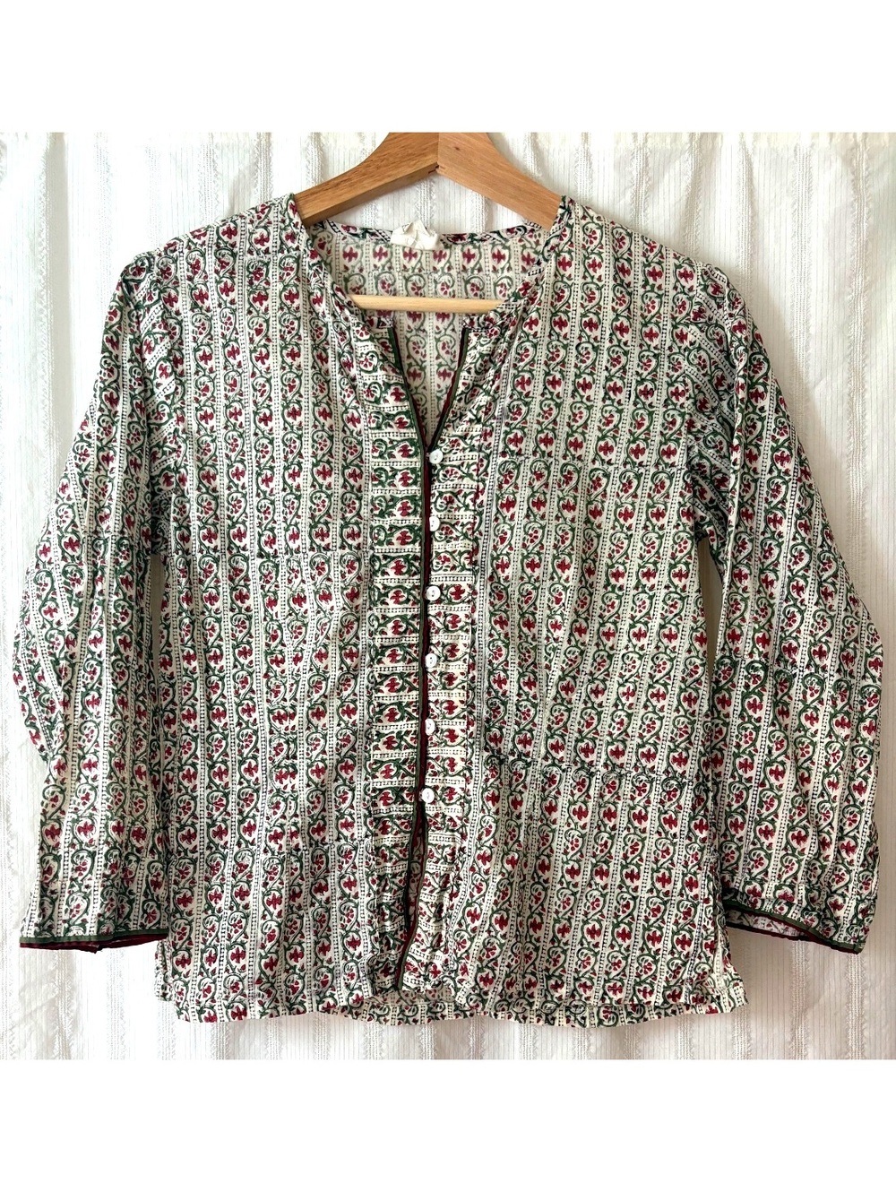 Anokhi Women's Patterned Button-Up 100% Cotton Blouse XS #boho #lightweight